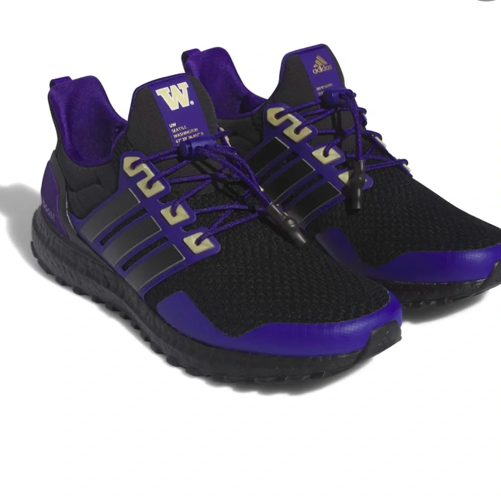 **NWT** Adidas Black/Purple Washington Huskies Running Shoes - Picture 1 of 8